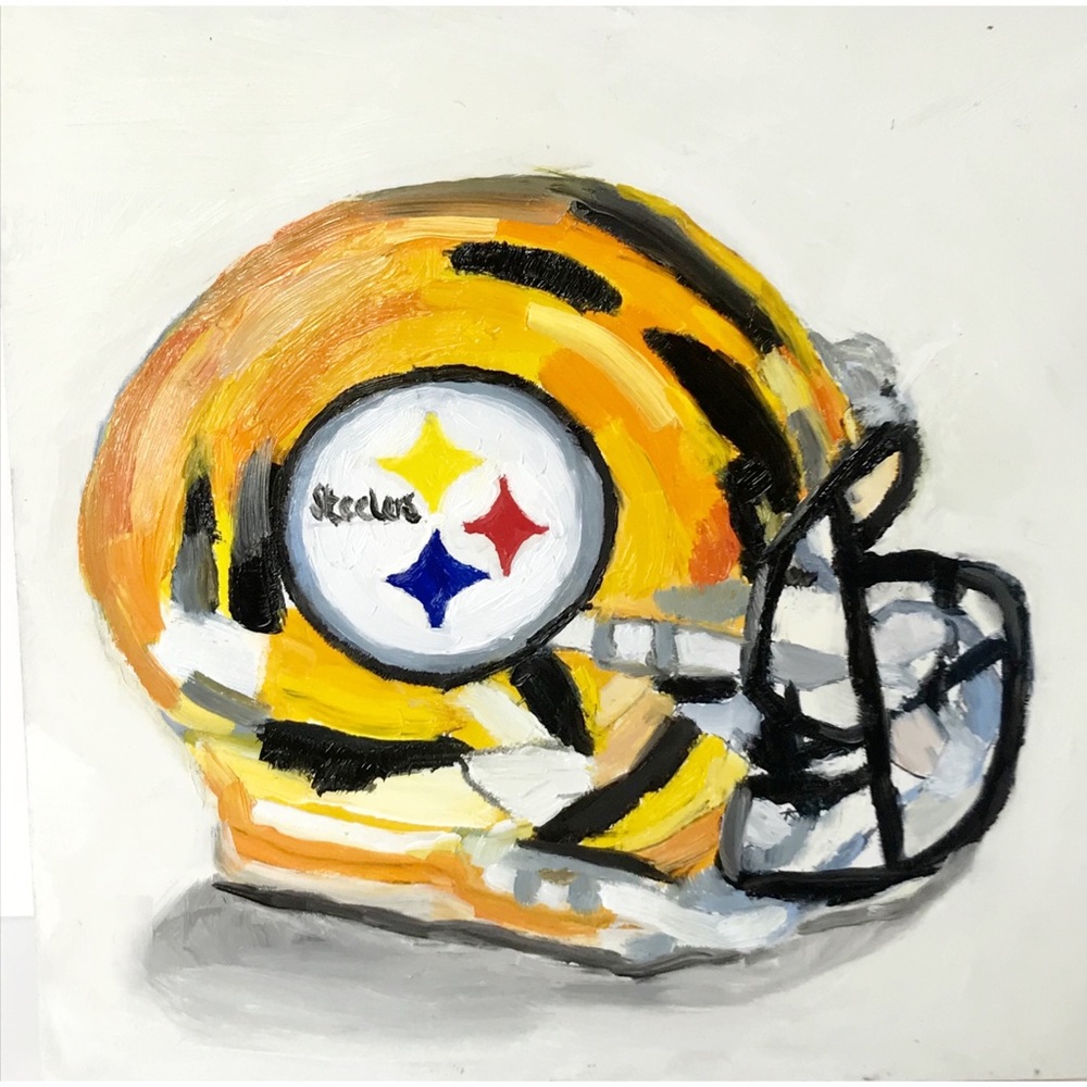 Steelers helmet Oil Painting 6"x6" Cradled board